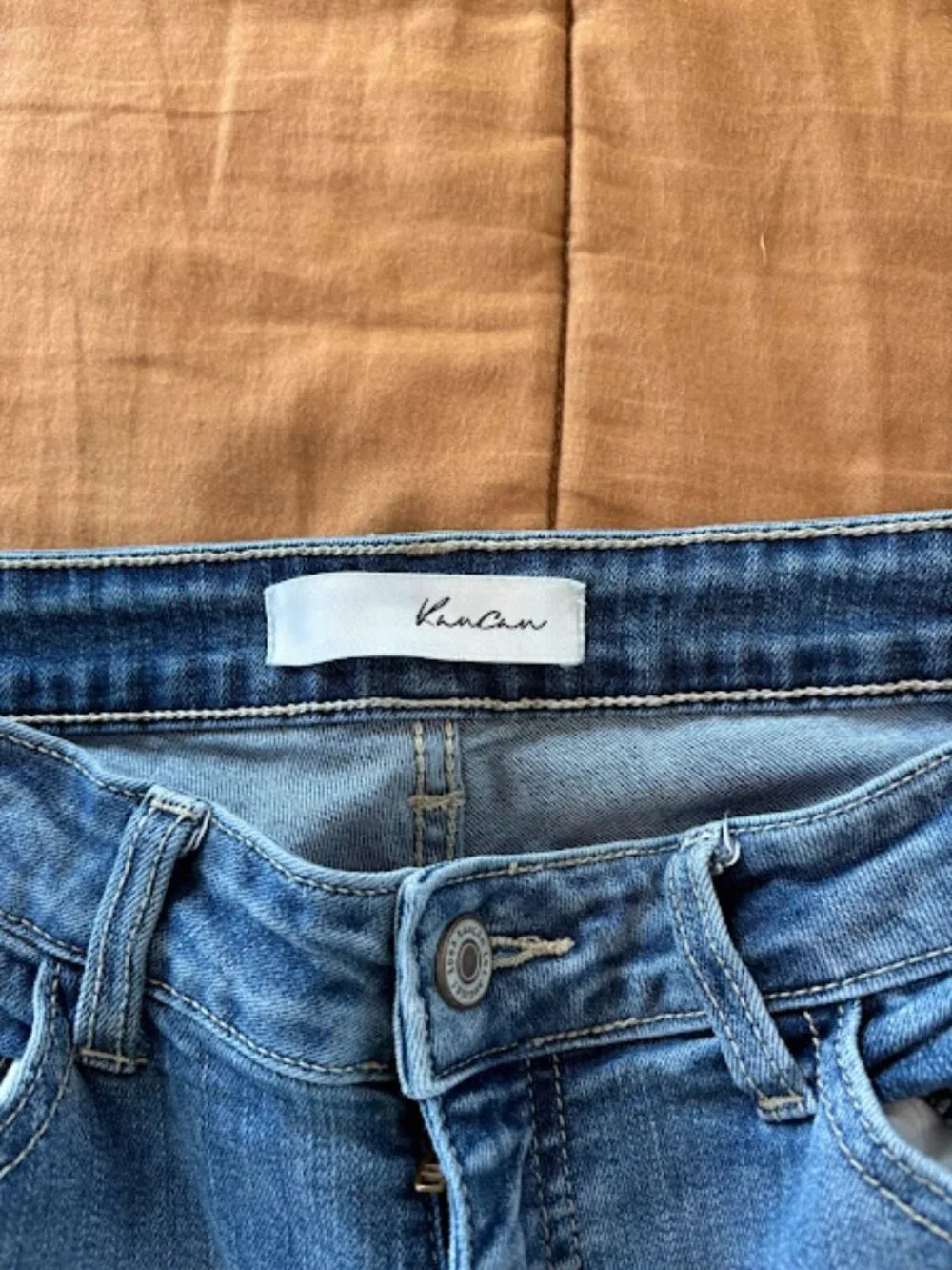 kancan distressed skinny jeans with raw hem